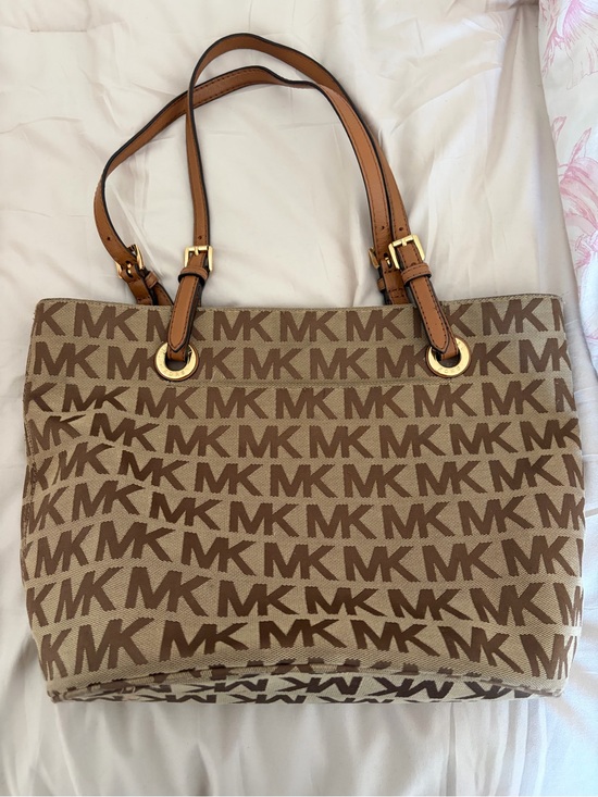 Michael Kors Handbags - Michael Kors Tan and Brown MK Logo Tote